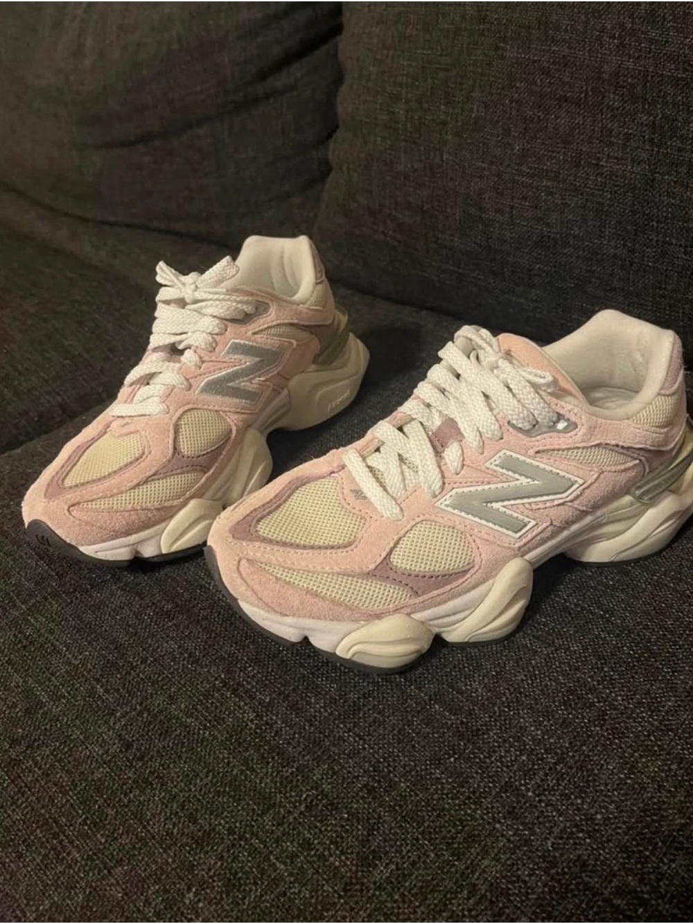 New Balance Women's Pink and Cream Retro Runner Sneakers
